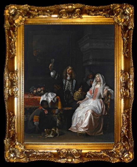 framed  William Shayer An elegant couple drinking in a interior, ta009-2